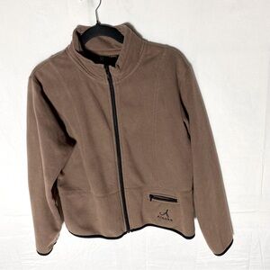 Vintage G Gear For Sports Brown Fleece Alaska Full zip Mock Neck Light Jacket M